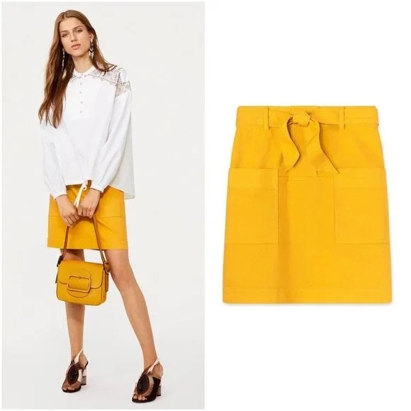 Tory Burch Denim Collette Skirt- India Gold 8